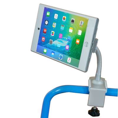 Aluminum alloy flexible long arms gooseneck tablet pc clip mount stand support for shopping card or table